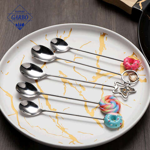 doughnut accessory cute dinner spoon silver color with decoration