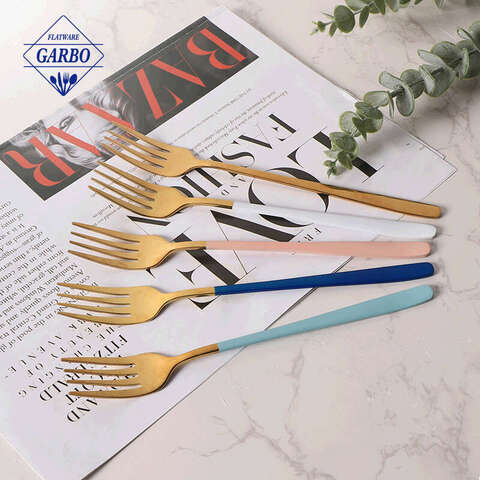 Gold At Colored Dinner Fork Stainless Steel Tableware Na May Iba't ibang Disenyo ng Handle