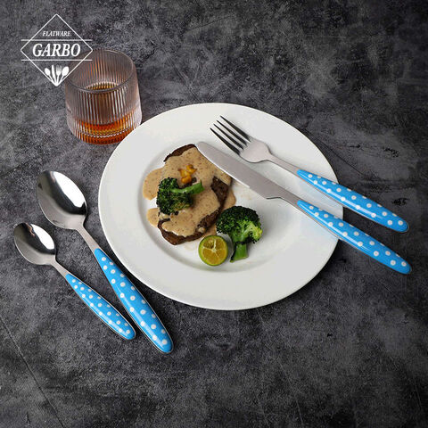 Set Peralatan Makan Stainless Steel Grosir Dengan Gagang Plastik Bule