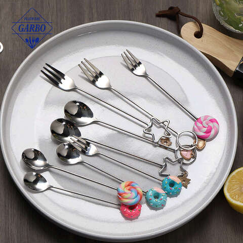 children use stainless steel cutlery set with fruit decoration flatware