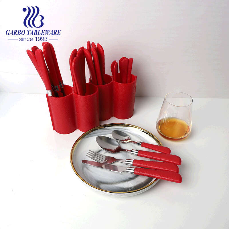 Silverware Set  Stainless Steel Cutlery Color Handle With Holder