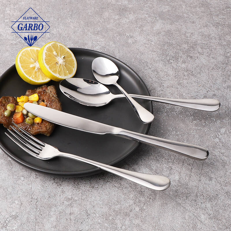 Mirror polish cutlery sets dineer spoon knife fork tea spoon  for family 