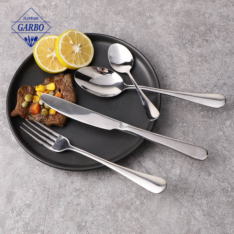 Mirror polish cutlery sets dineer spoon knife fork tea spoon  for family 