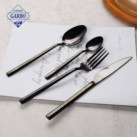 garbo hot jual 410 stinless steel sendok garpu warna hitam set untuk makan malam