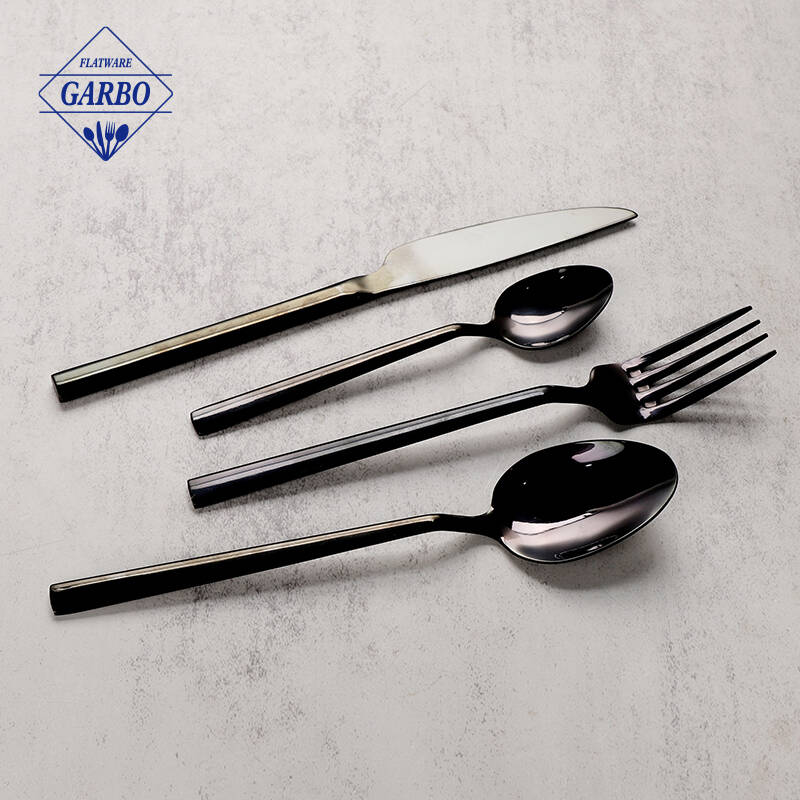 garbo hot selling 410 stinless steel black color cutlery sets para sa hapunan