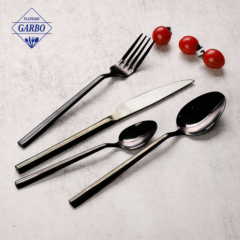 garbo hot selling 410 stinless steel black color cutlery sets for dinner 