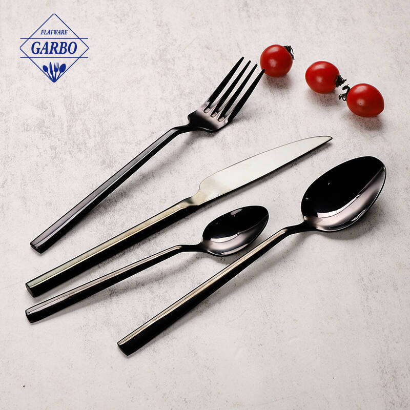 garbo hot selling 410 stinless steel black color cutlery sets para sa hapunan