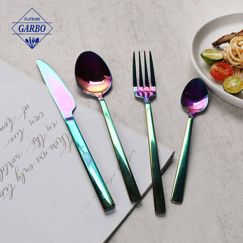 high quality colorful electroplating cutlery sets mirror polish