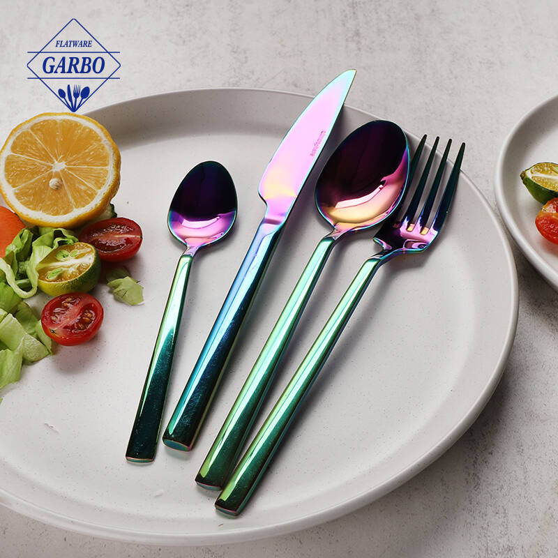 high quality colorful electroplating cutlery sets mirror polish