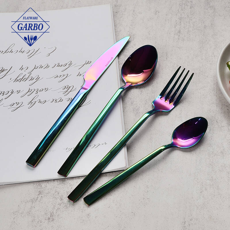 high quality colorful electroplating cutlery sets mirror polish