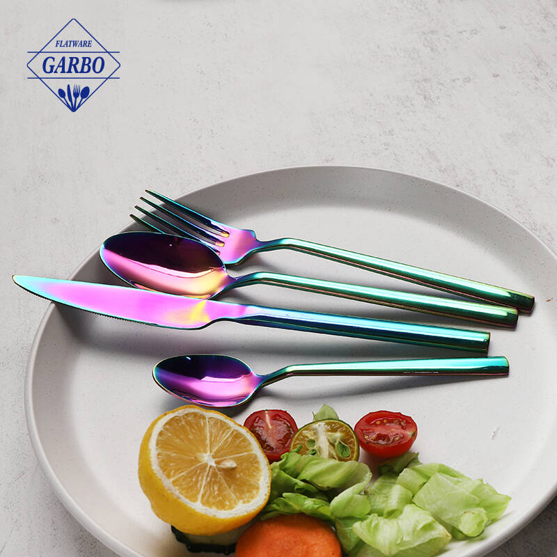 high quality colorful electroplating cutlery sets mirror polish