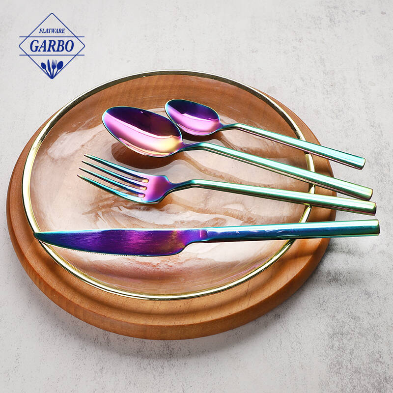 high quality colorful electroplating cutlery sets mirror polish