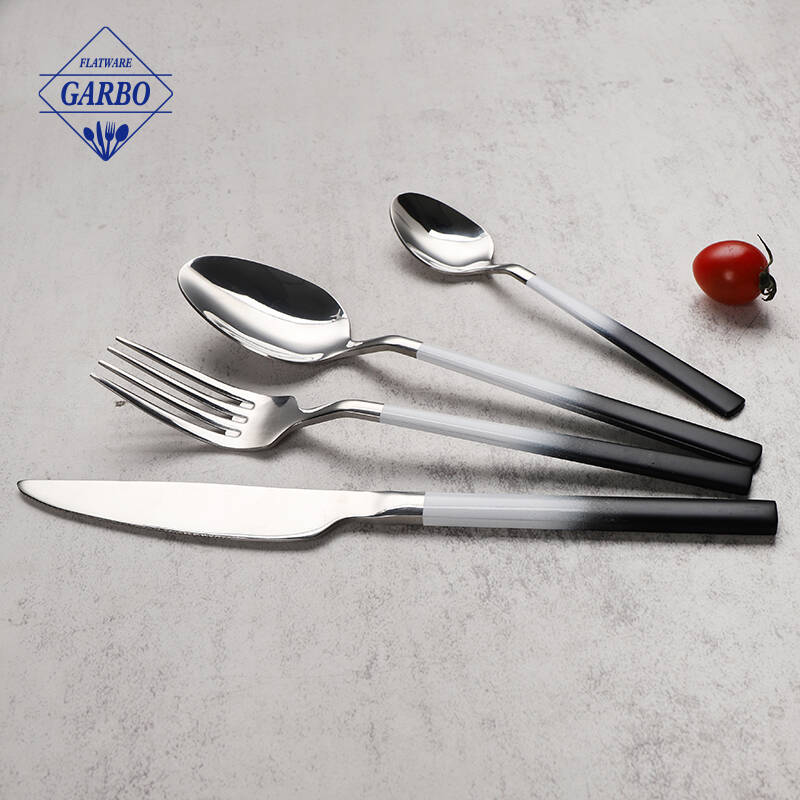 New design 24pcs back and white color dinner cutlery sets