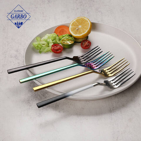 Fourchette à dîner en acier inoxydable poli miroir coloré PVD moderne