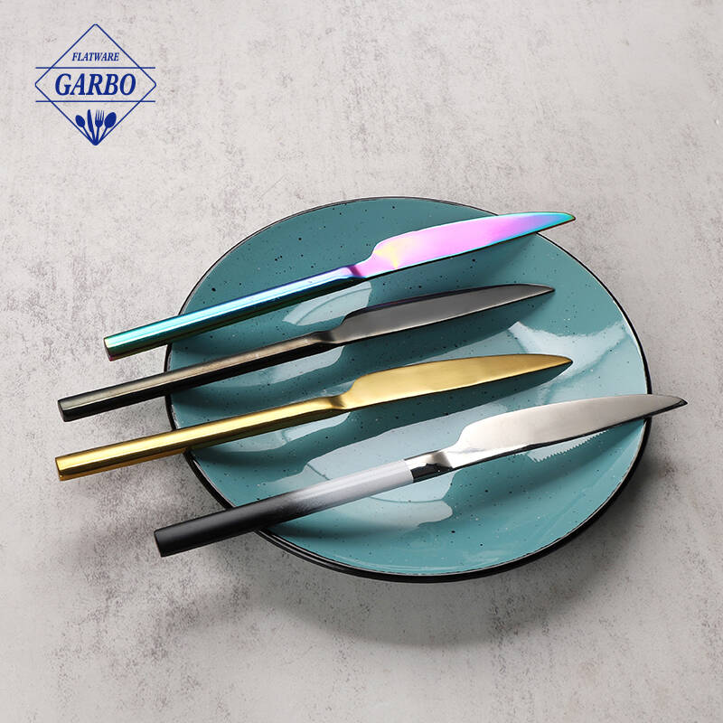 Variou designs color dinner knife flatware for kitchen with high quality