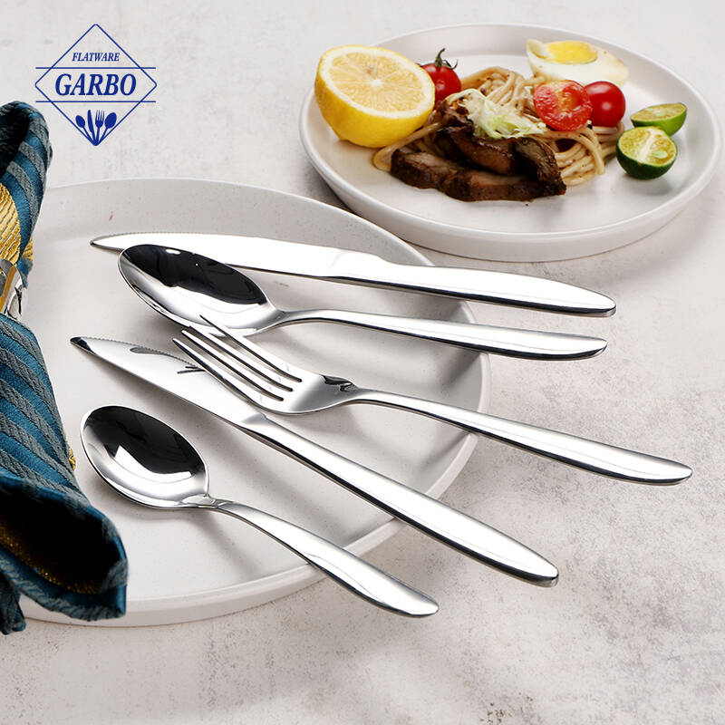 silver color mirror polish high quality stainelss steel cutlery set shining flatware
