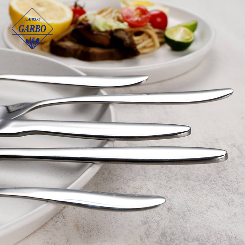 silver color mirror polish high quality stainelss steel cutlery set shining flatware