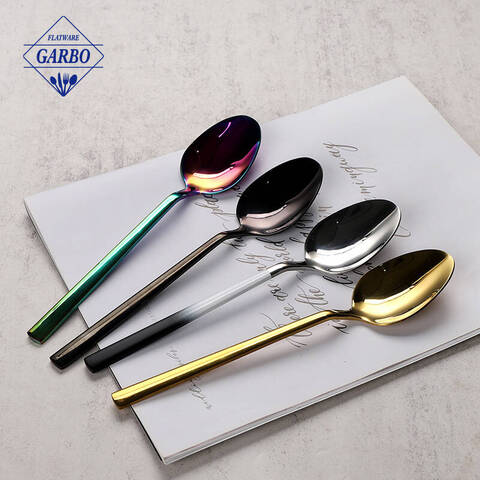 Mirror Polished Classical Minimalist Stainless Steel Dinner Spoon na may PVD Colors