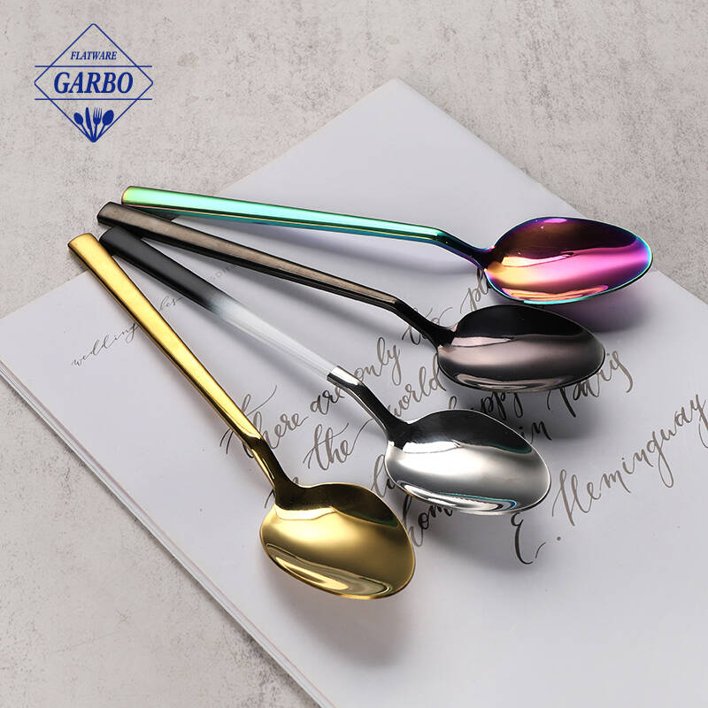 Mirror Polished Classical Minimalist Stainless Steel Dinner Spoon with PVD Colors