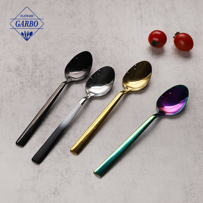 Modern Minimalist Style PVD Colored Mirror Polished Stainless Steel Dessert Spoon Teaspoon