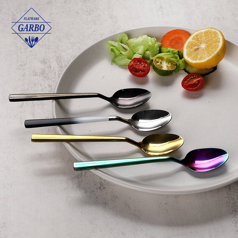 Modern Minimalist Style PVD Colored Mirror Polished Stainless Steel Dessert Spoon Teaspoon