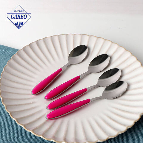 China cutlery factory direct sale stainless steel silverware dinner spoon with plastic handle