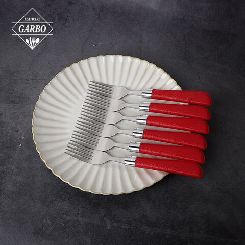 Colher de jantar de alça de cor vermelha 430 (18-0) utensílio de cozinha em aço inoxidável fabricado na China