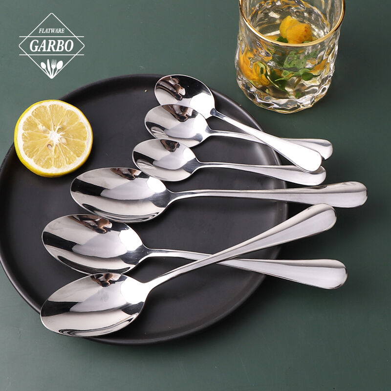 Amazon Top Sale Simple Style Stainless Steel Silvery Teaspoon Dinner Spoon