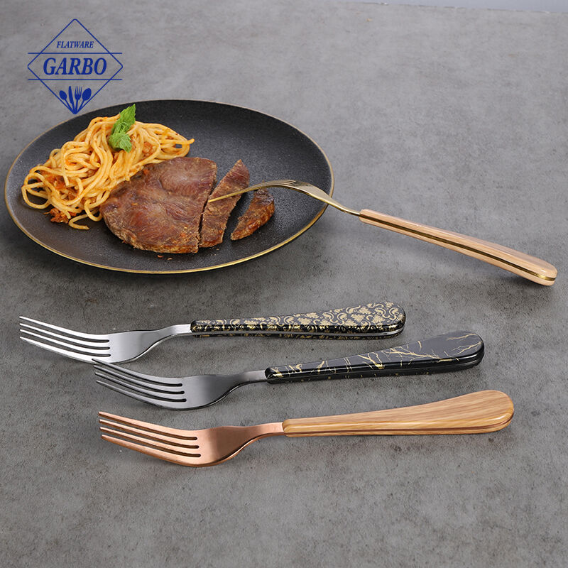 Set Garpu dan Sendok Stainless Steel dengan Gagang Marmer Hitam