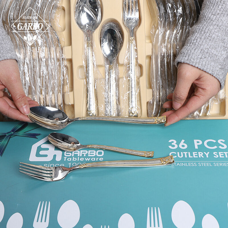 亚马逊畅销 36 件不锈钢银餐具带礼盒