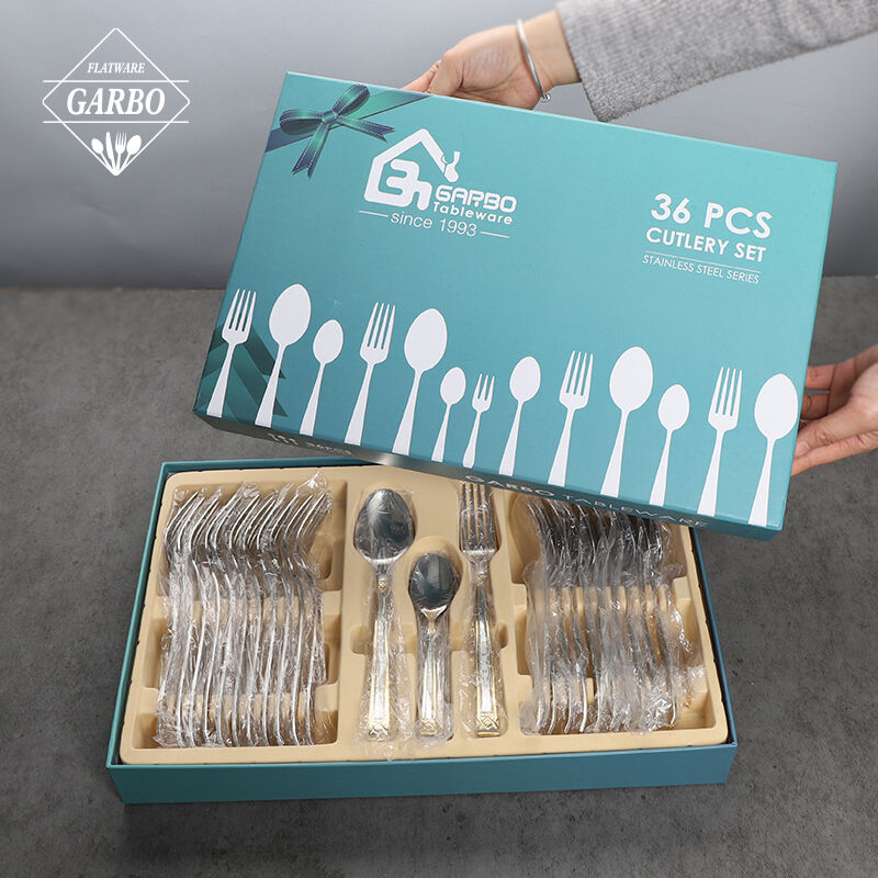 High quality sliver cutlery sets with gift box china factory 