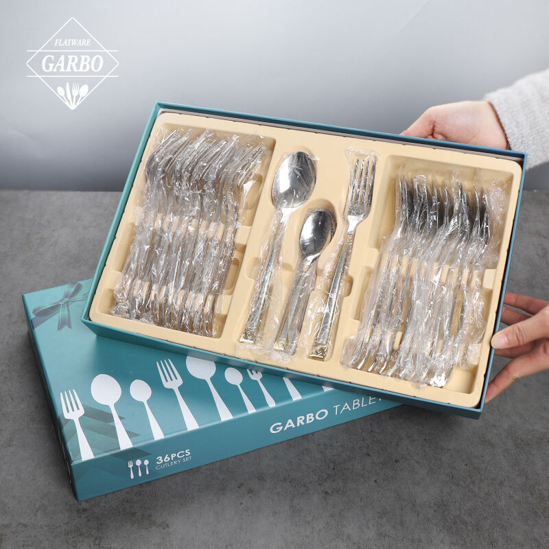 High quality sliver cutlery sets with gift box china factory 