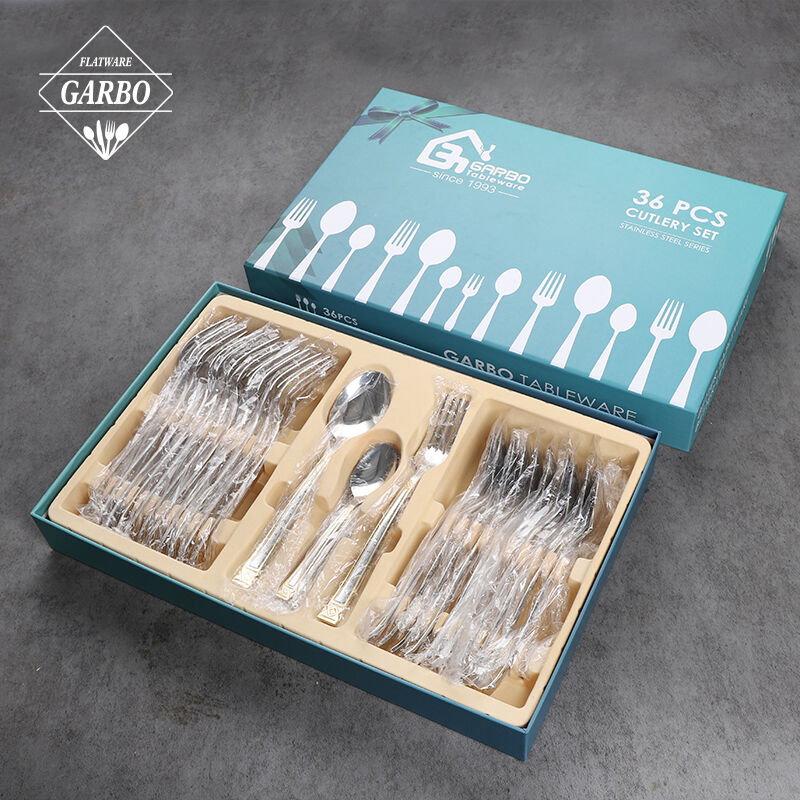 High quality sliver cutlery sets with gift box china factory 