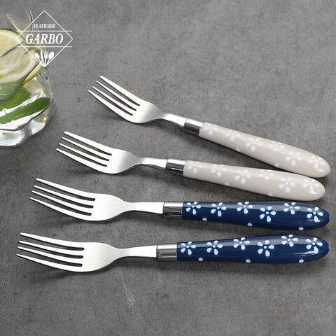 Silver color cheap price stainless steel dinner fork with plastic handle