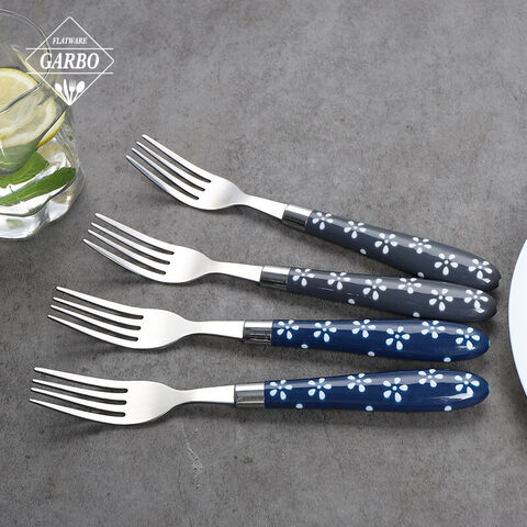 Silver color cheap price stainless steel dinner fork with plastic handle