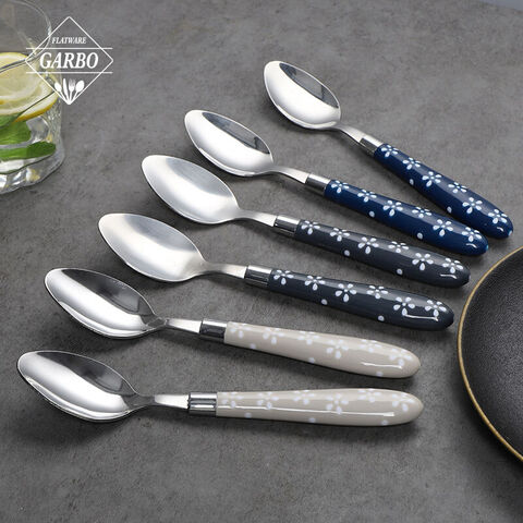 China supply new design dinner spoon with plastic handle 