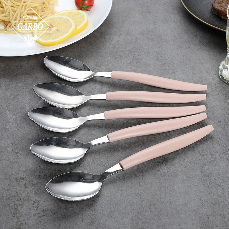 China supply new design dinner spoon with plastic handle 