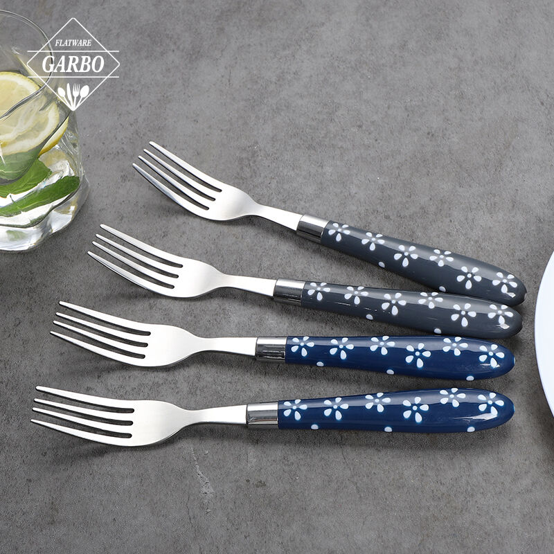 Dinner Fork with Blue Handle for Wholesale