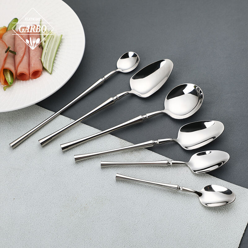 Geometric Handle Mirror Polished Stainless Steel Spoon Set wholesale market in America