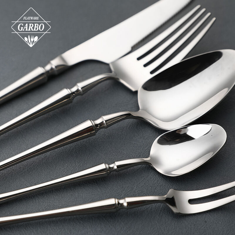 Geometric Handle Mirror Polished Stainless Steel Spoon Set