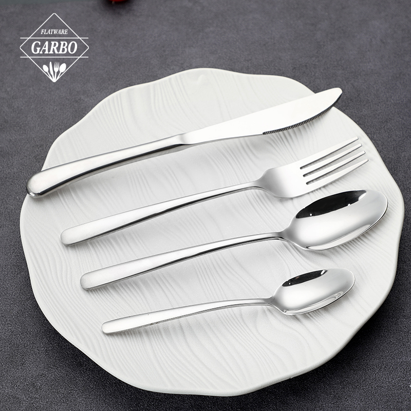 Elegant silver cutlery set of 4 mirror polish