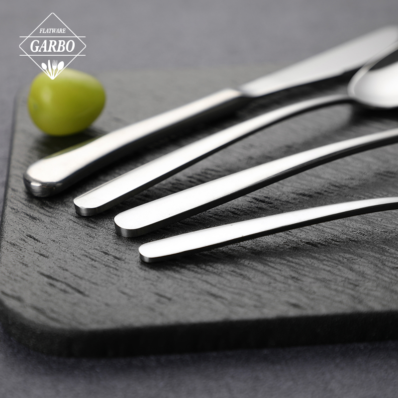 Elegant silver cutlery set of 4 mirror polish