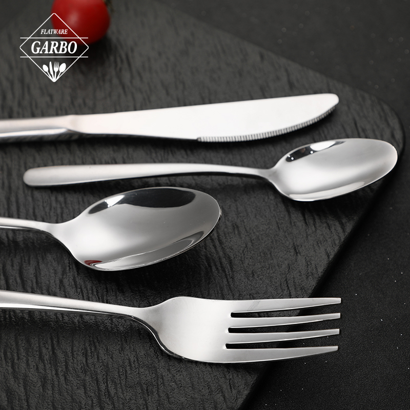 Simple Design Silvery Stainless Steel Cutlery Flatware Set