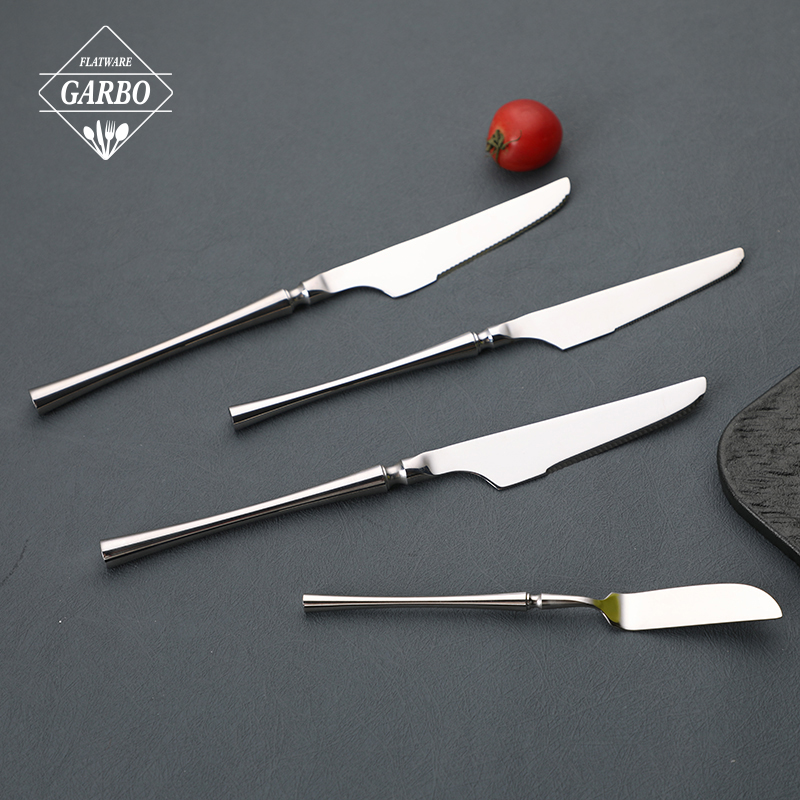 Stainless Steel Dinner Knife with Cylindrical Neck Design for Modern Tableware Factory