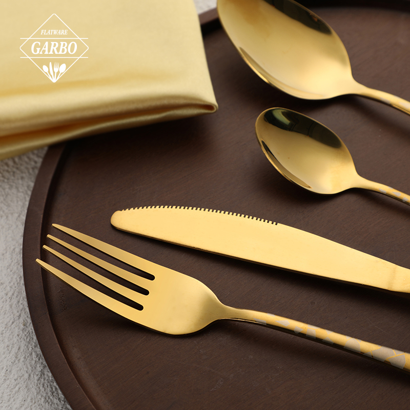 Laser Pattern Gold Dinner Fork Stainless Steel 430 Sturdy And Dishwasher Safe