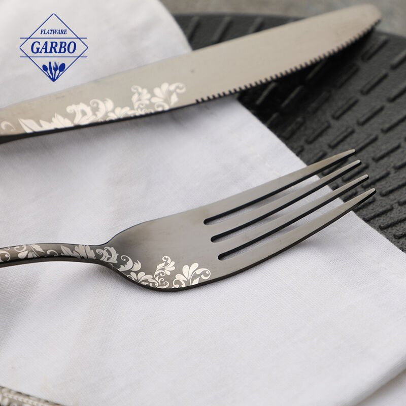 Modern Stainless Steel Cutlery Set with Elegant Laser Pattern