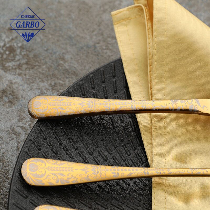 Modern Stainless Steel Cutlery Set with Elegant Laser Pattern