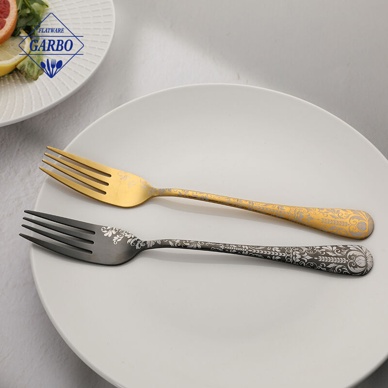 Factory Wholesale Retro Laser Design Stainless Steel Fork