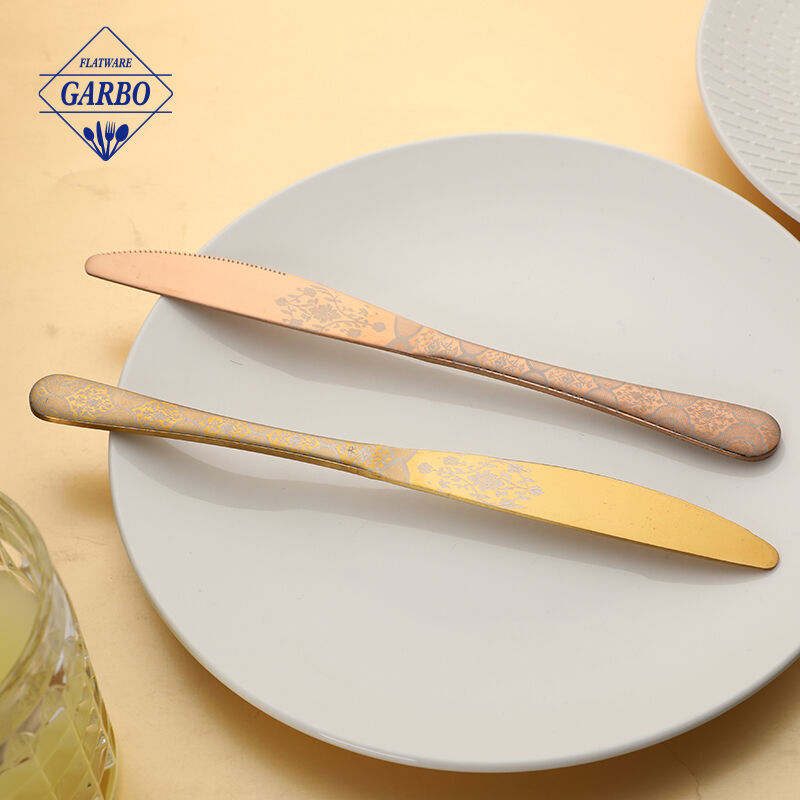 Elegant Laser Pattern Stainless Steel Dinner Knife Designed For Modern Dining Table