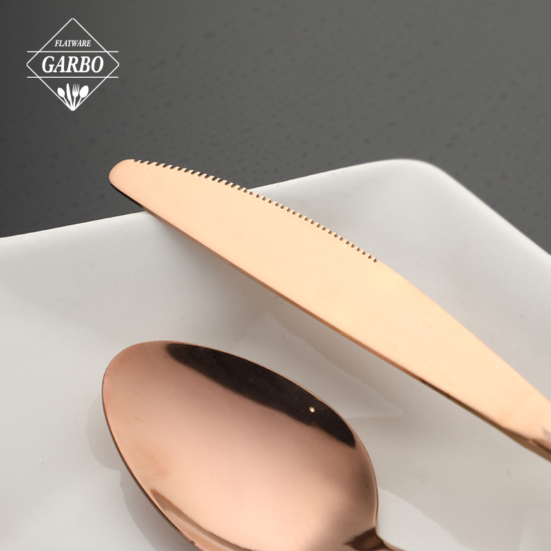 Simple design stainless steel dinner spoon with PVD colo